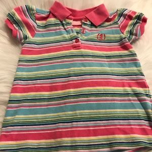 Girls Multi colored striped collared top